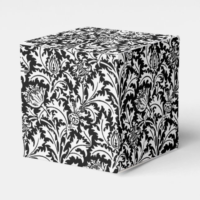 Caja Para Regalos William Morris Thistle Damask, negro y blanco (Costado Anverso)