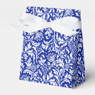 Caja Para Regalos William Morris Thistle Damask White sobre el azul 