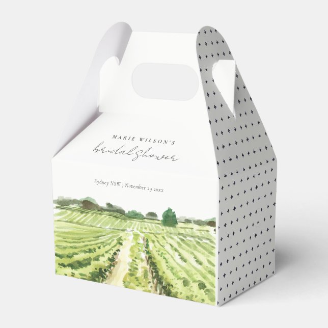 Caja Para Regalos Winery Vineyard Watercolor Green Bridal Shower (Front Side)