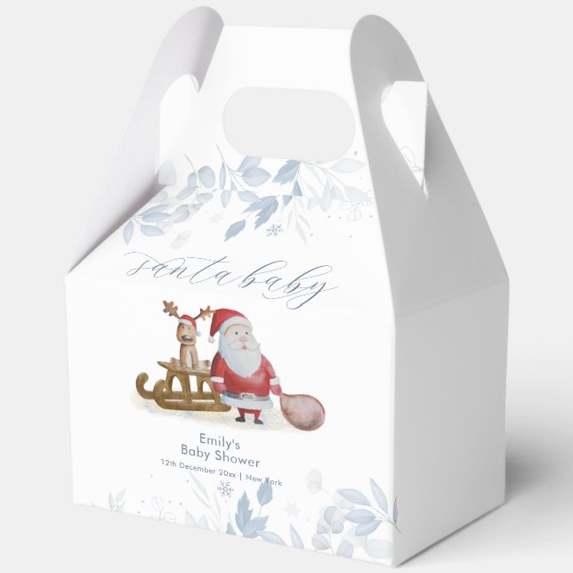 Caja Para Regalos Winter Christmas Sleigh Moose Santa Baby Shower  (Anverso)