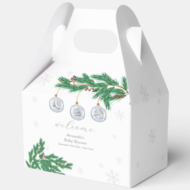 Caja Para Regalos Winter Clothesline Ornaments Baby Shower Welcome  (Anverso)