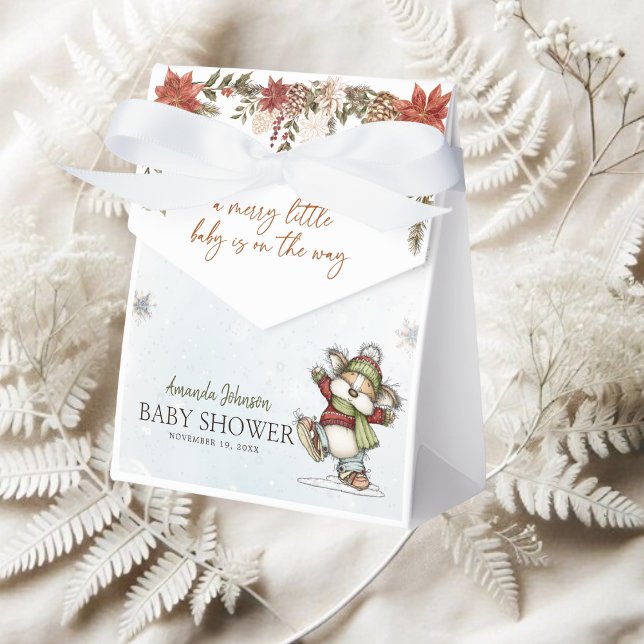 Caja Para Regalos Winter Merry Skating Mouse Baby Shower Favor Boxes (Subido por el creador)