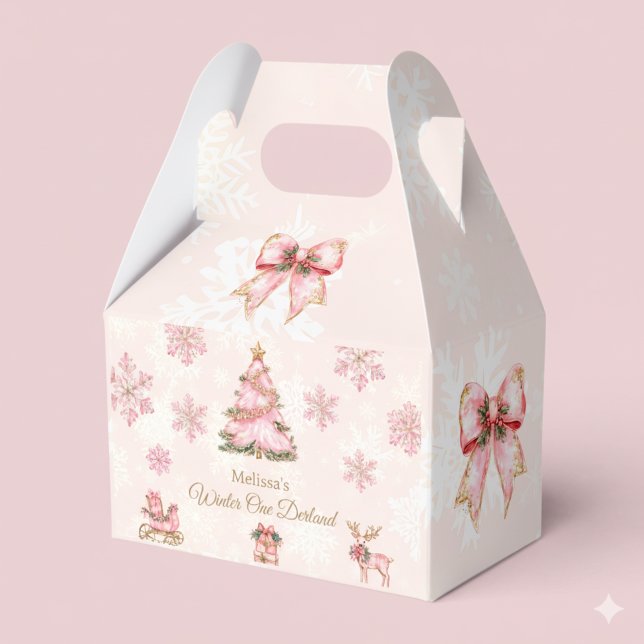 Caja Para Regalos Winter Onderland Girl 1st Birthday Pink Snowflake (Subido por el creador)