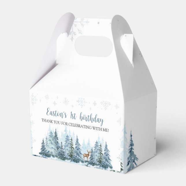 Caja Para Regalos Winter Onederland Deer Birthday Party Favor Box (Front Side)