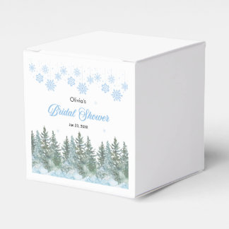 Caja Para Regalos Winter Pine Trees Snowflakes Bridal Shower