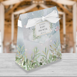 Caja Para Regalos Winter Snowflakes Green Foliage Baby Shower
