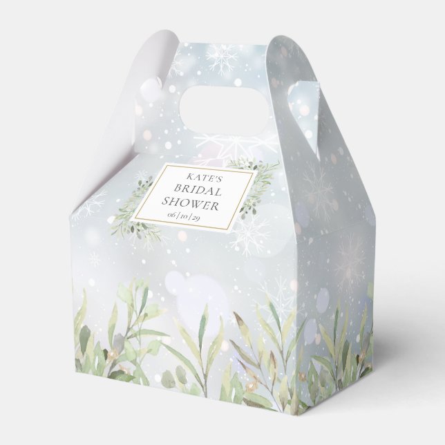 Caja Para Regalos Winter Snowflakes Greenery Bridal Shower (Front Side)