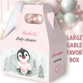 Caja Para Regalos Winter Valentines Penguin Chica Baby Shower Grande
