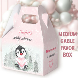 Caja Para Regalos Winter Valentines Penguin Chica Baby Shower Medium
