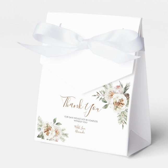 Caja Para Regalos Winter White Floral Bridal Shower Favor Box (Front Side)