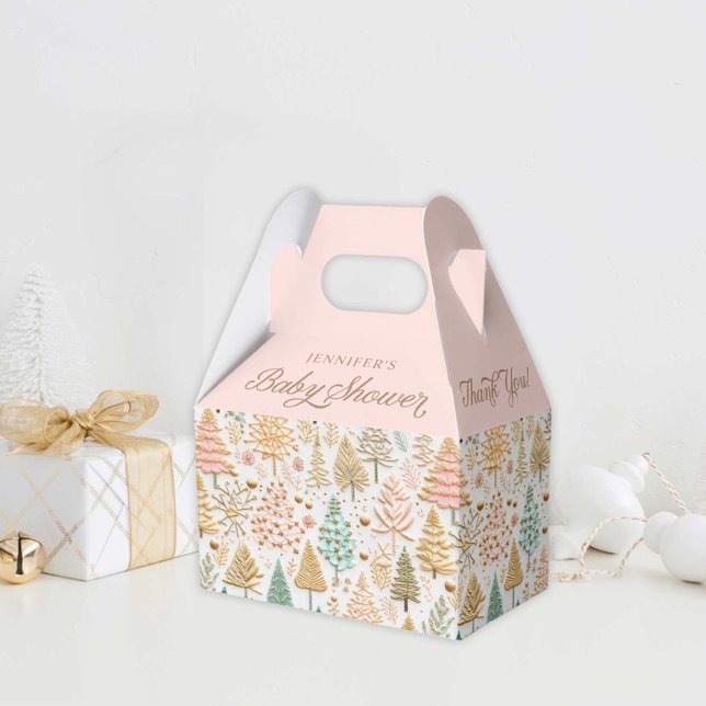Caja Para Regalos Winter Wonderland Chica Baby Shower (Winter Wonderland Girl Baby Shower Favor Box)
