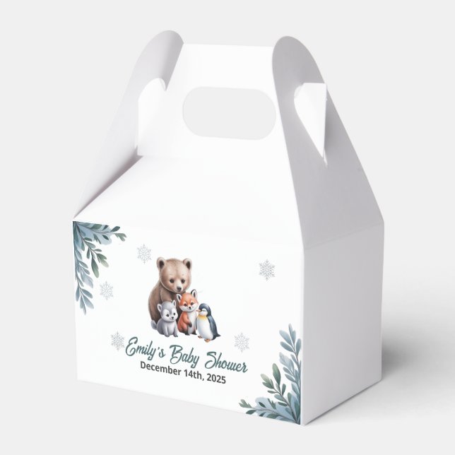 Caja Para Regalos Winter Woodland Animals Baby Shower Favor Box (Front Side)