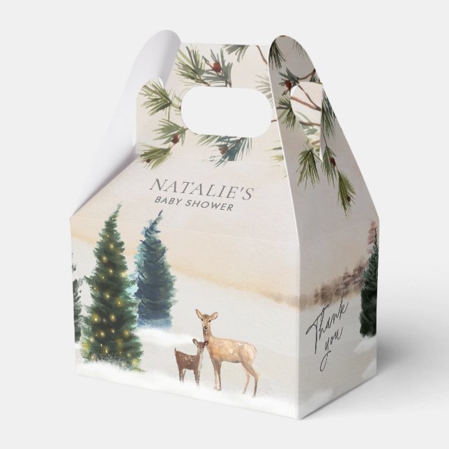 Caja Para Regalos Winter Woodland Baby Shower Favor Box (Front Side)