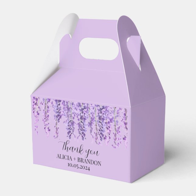 Caja Para Regalos Wisteria Boda Morado Floral Moderno (Front Side)