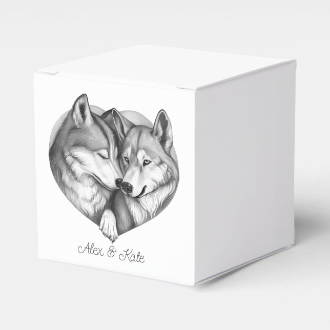 Caja Para Regalos Wolf Couple (Costado Anverso)