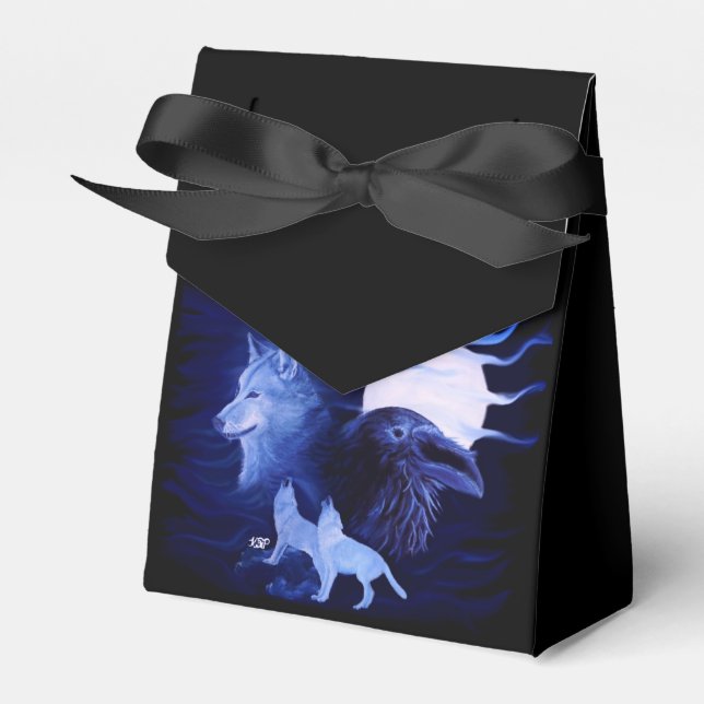 Caja Para Regalos Wolf y Raven con luna llena (Front Side)