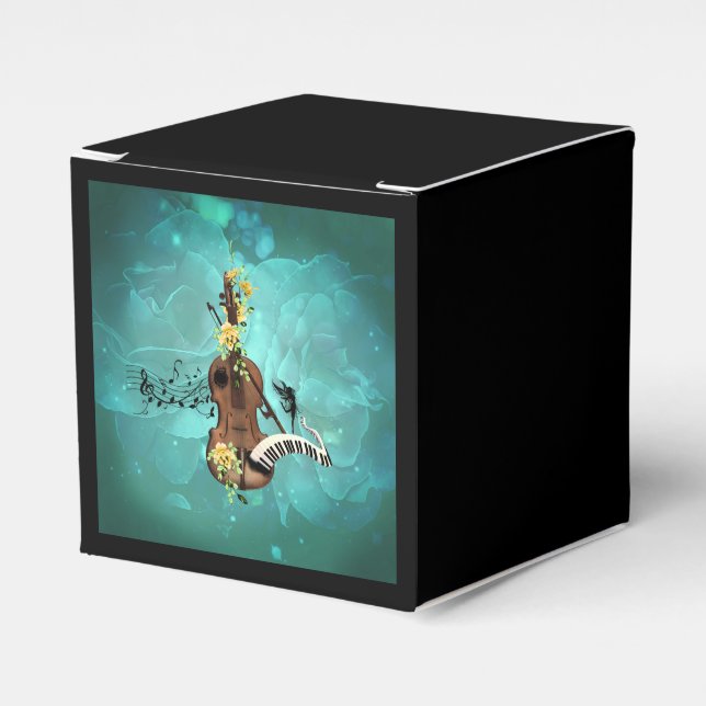 Caja Para Regalos Wondeful violin with piano and flowers (Costado Anverso)