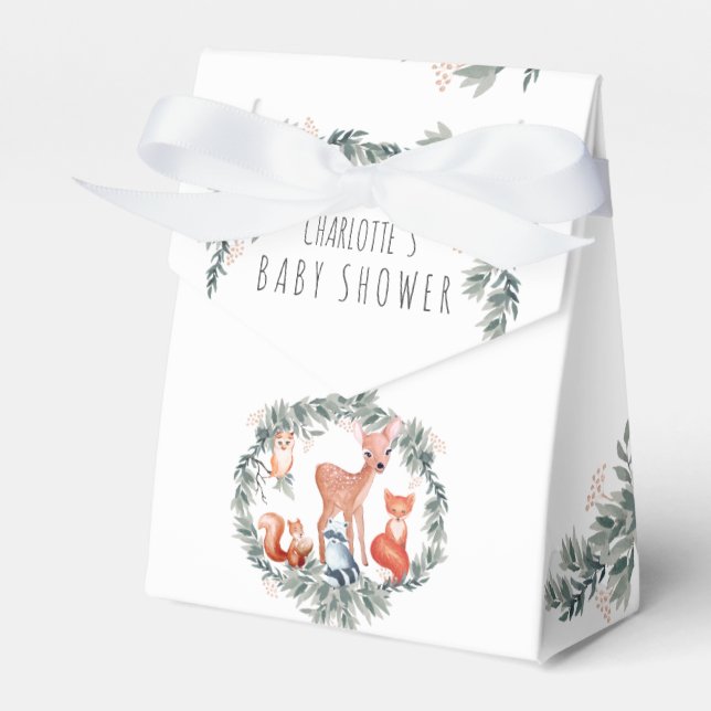 Caja Para Regalos Woodland Animals Baby Shower Favor Box (Front Side)