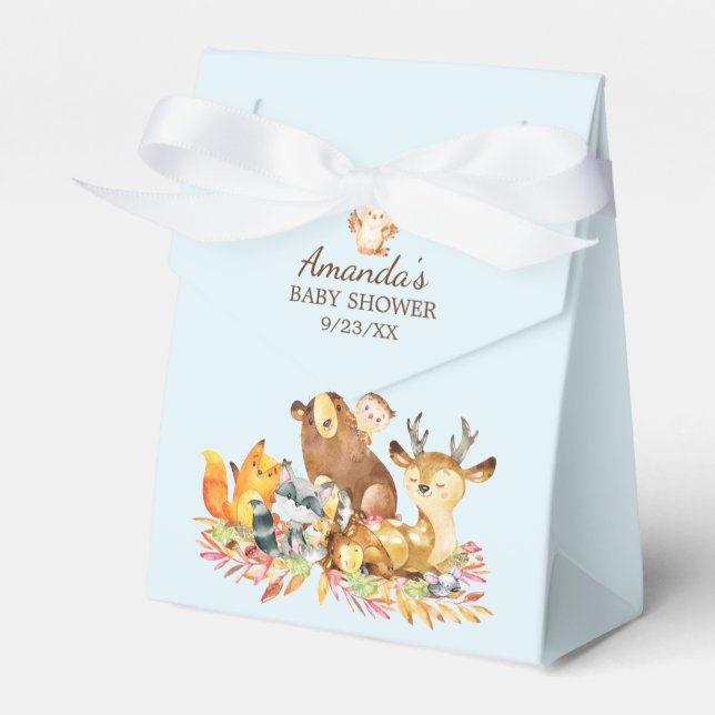 Caja Para Regalos Woodland Animals Baby Shower Favor Box (Front Side)