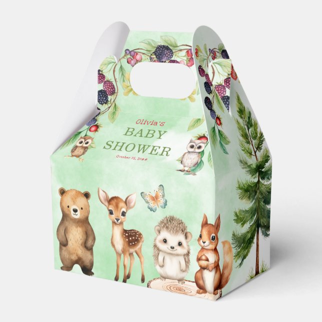 Caja Para Regalos Woodland Animals BerryFlower Baby Shower FavBox (Front Side)