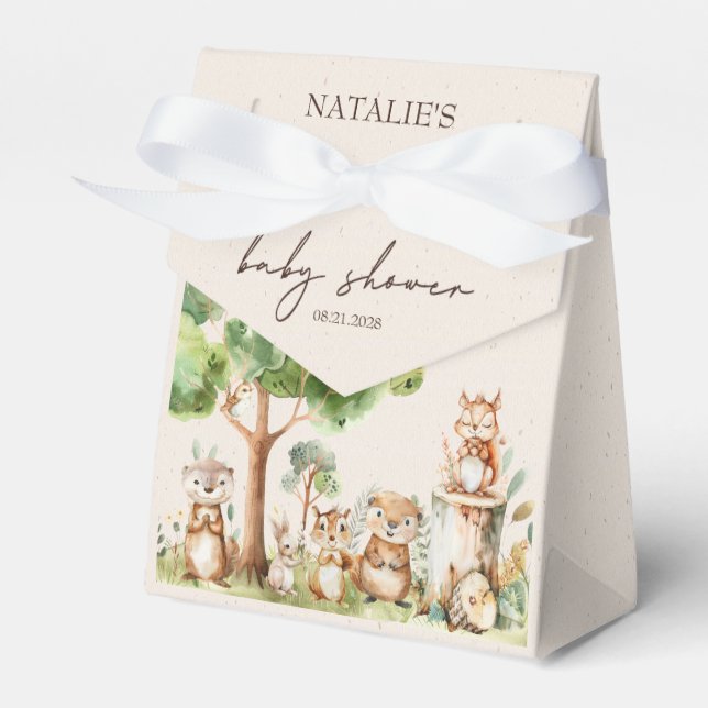 Caja Para Regalos Woodland Animals Boho Boy Baby Shower (Front Side)