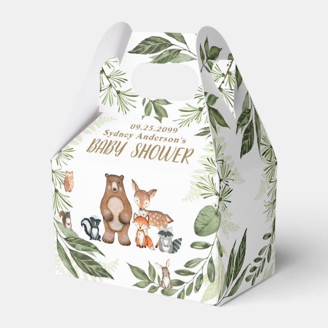 Caja Para Regalos Woodland Animals Greenery Baby Shower Gracias (Front Side)
