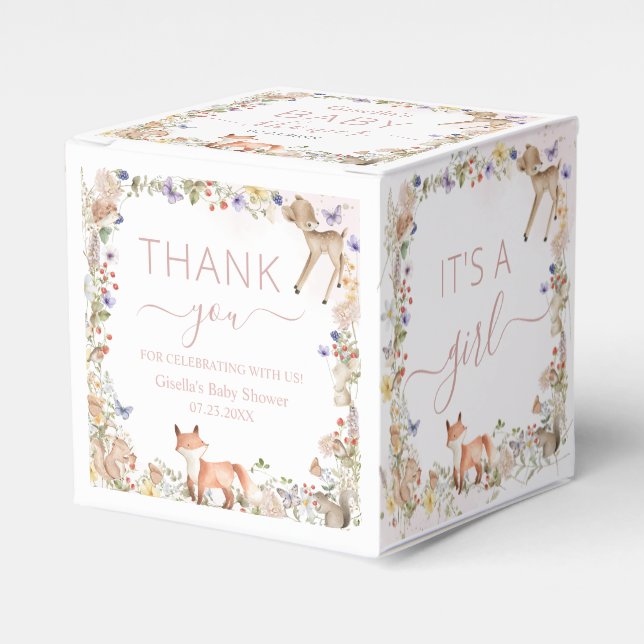 Caja Para Regalos Woodland Animals Wildflower Baby Shower Mini (Costado Anverso)