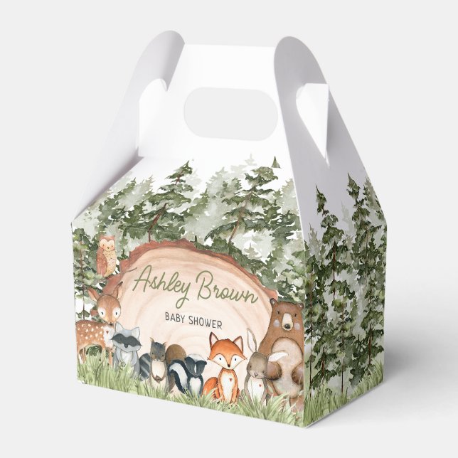 Caja Para Regalos Woodland Animals Wood Slice Baby Shower (Front Side)