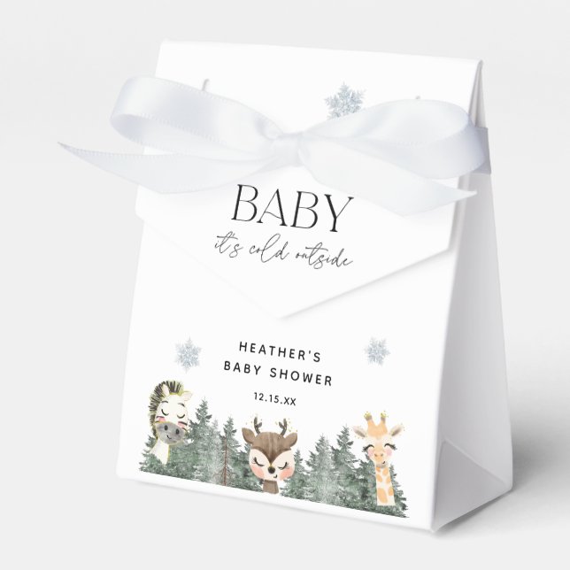 Caja Para Regalos Woodland Baby It's Cold fuera de Baby Shower (Front Side)