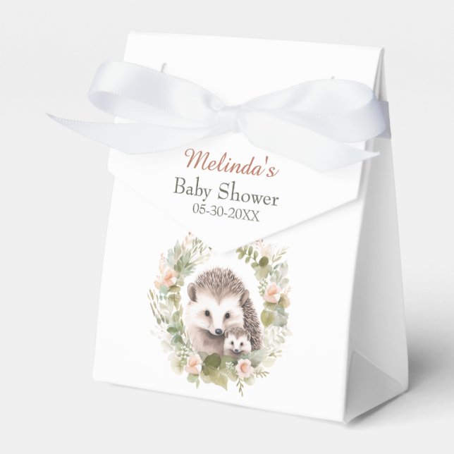 Caja Para Regalos Woodland Baby Shower con Cute Hedgehog (Front Side)