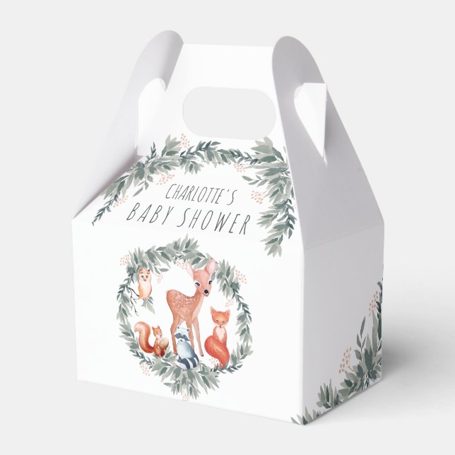 Caja Para Regalos Woodland Baby Shower Forest Animals Favorito Box (Front Side)