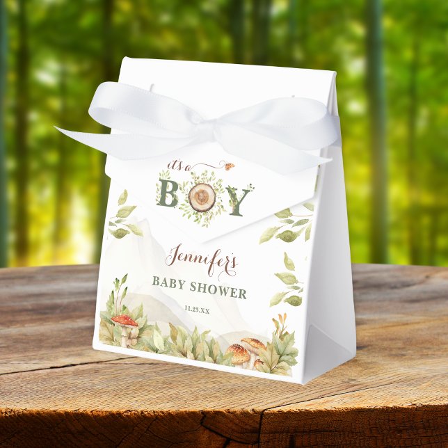 Caja Para Regalos Woodland Baby Shower Rustic Mushrooms Greenery Boy (Subido por el creador)