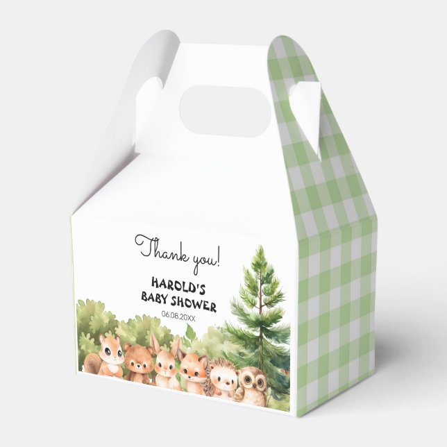 Caja Para Regalos Woodland Cute Animals Rustic Baby Shower (Front Side)