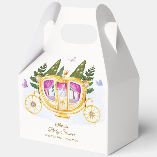 Caja Para Regalos Woodland Fairytale Princess Carriage Baby Shower (Anverso)