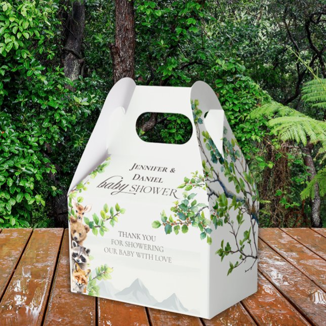 Caja Para Regalos Woodland Greenery Baby Shower Thank You Favor Gift (Subido por el creador)