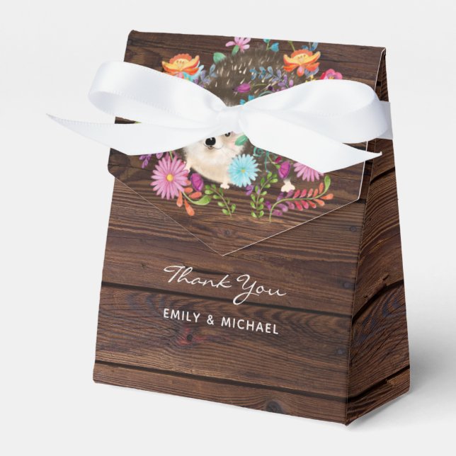 Caja Para Regalos Woodland Hedgehog Favorito Box Rustic Wood (Front Side)