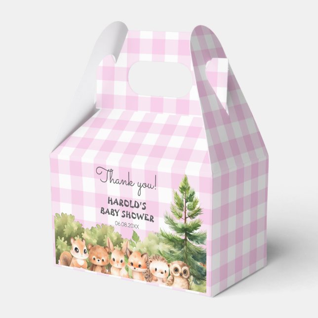 Caja Para Regalos Woodland Pink Baby Shower (Front Side)