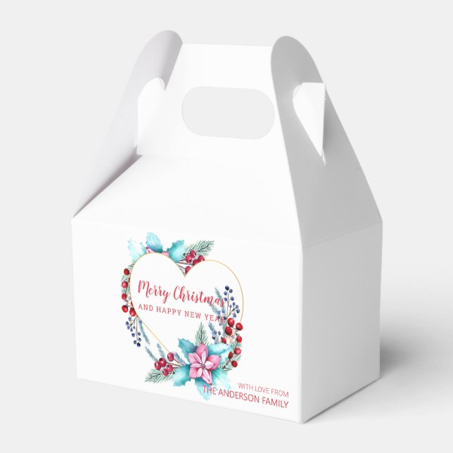 Caja Para Regalos Wreath de Navidades de acuarela (Front Side)