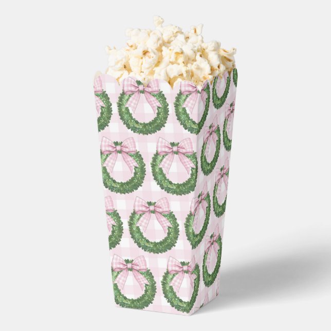 Caja Para Regalos Wreath perrito con rosado Gingham Bow (apareció)