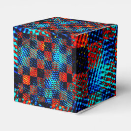 Caja Para Regalos Xadrez laranja, azul, falso sujo ou manchado.