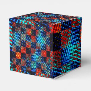Caja Para Regalos Xadrez laranja, azul, falso sujo ou manchado.