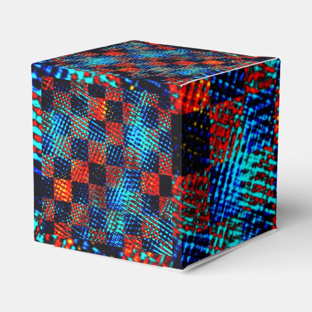 Caja Para Regalos Xadrez laranja, azul, falso sujo ou manchado. (Reverso Costado)