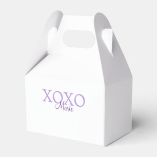 Caja Para Regalos Xoxo el día de San Valentín añadir nombre púrpura 