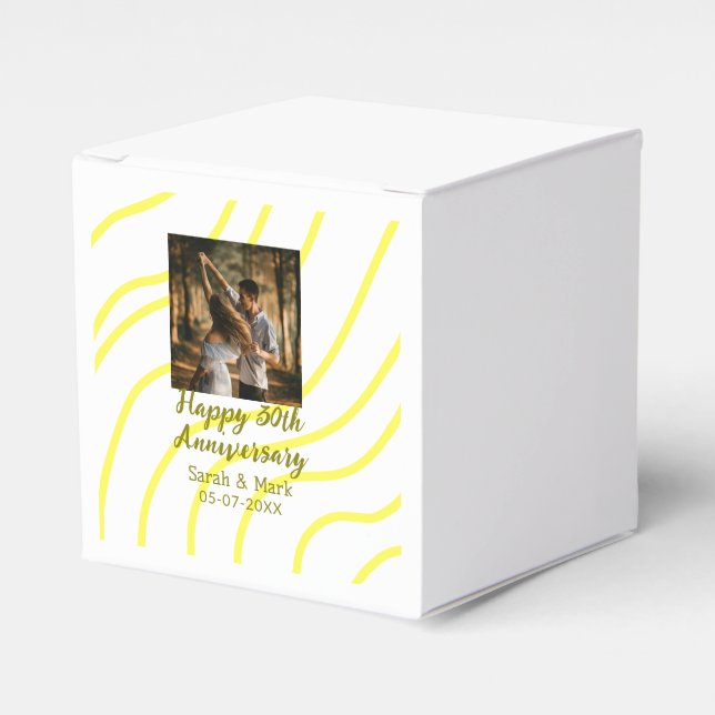 Caja Para Regalos Yellow golden photo 30th wedding anniversary name  (Costado Anverso)