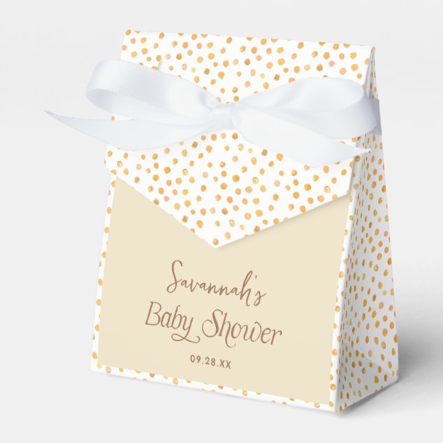 Caja Para Regalos Yellow Polka Dot Teddy Bear Baby Shower (Front Side)