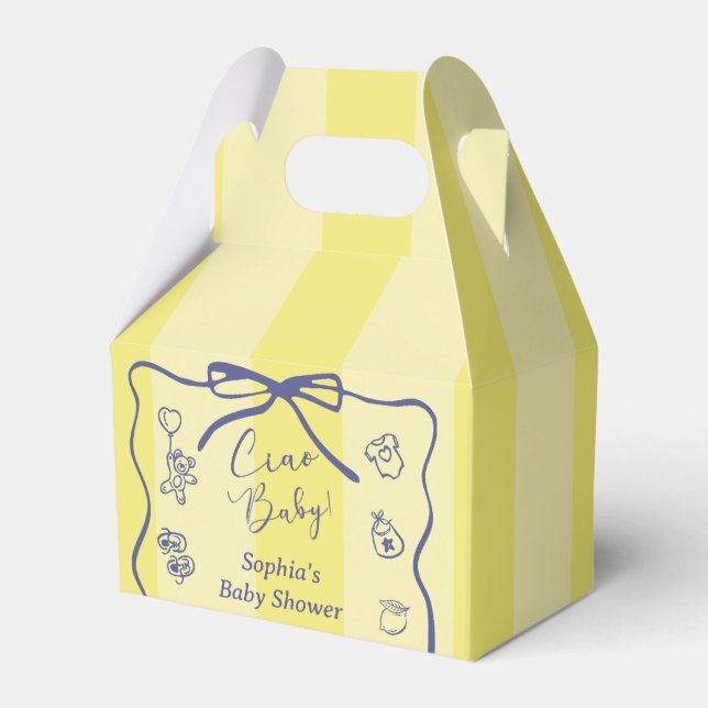 Caja Para Regalos Yellow Stripes Italian Themed Ciao Baby (Reverso)