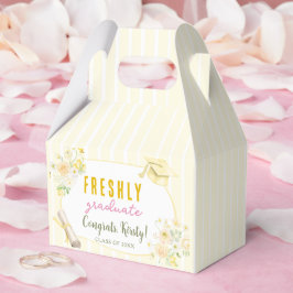 Caja Para Regalos Yellow Stripes Lemons and Flowers Graduation