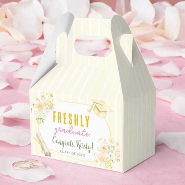 Caja Para Regalos Yellow Stripes Lemons and Flowers Graduation (Boda)