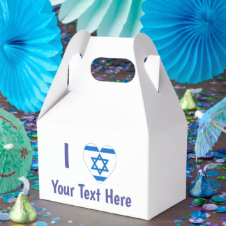 Caja Para Regalos Yo (Corazón de Bandera Israelí) Tu Texto Azul