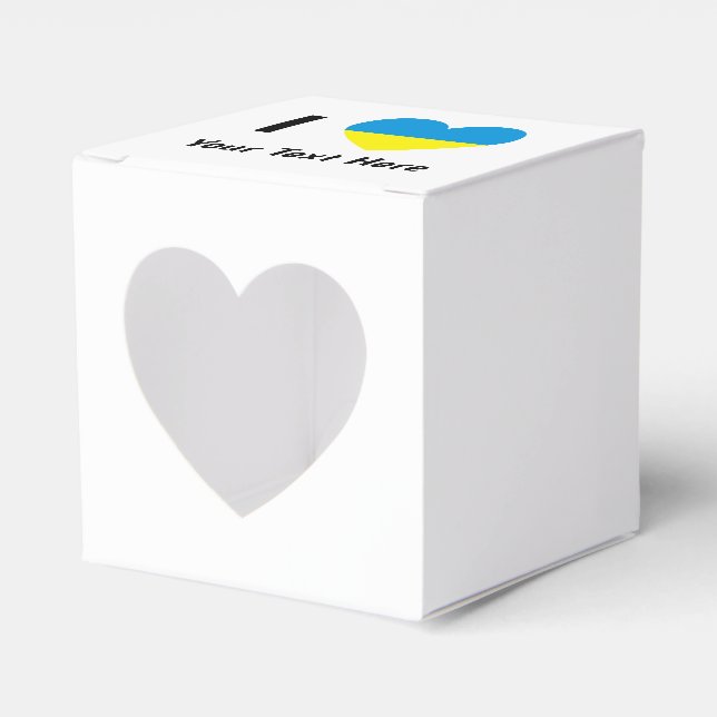 Caja Para Regalos Yo (Corazón de bandera ucraniana) tu texto persona (Anverso)